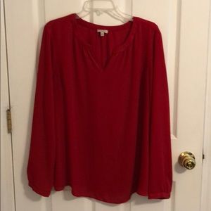 Red long sleeved blouse